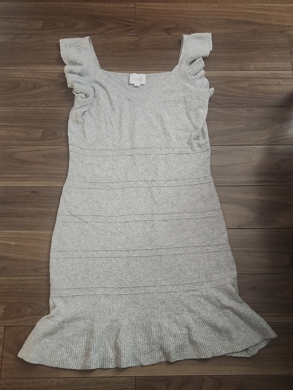 🔥 Sundays Light Gray Ruffle Hem Dress